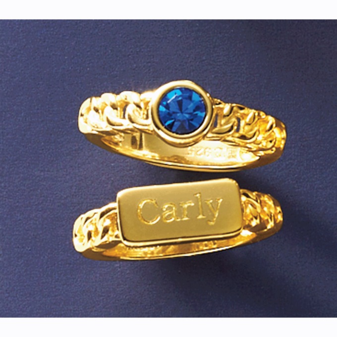 Personalized Name & Birthstone 2-Ring Set, , large