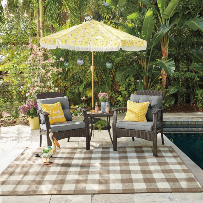 Floral Fringe Umbrella, , large