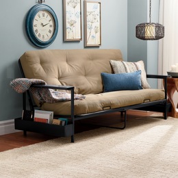 Living Room Furniture Sofas Shelves Seventh Avenue Metal Futon Frame And Mattress Large
