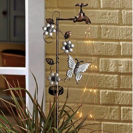 Butterfly Faucet Solar Stake, , large