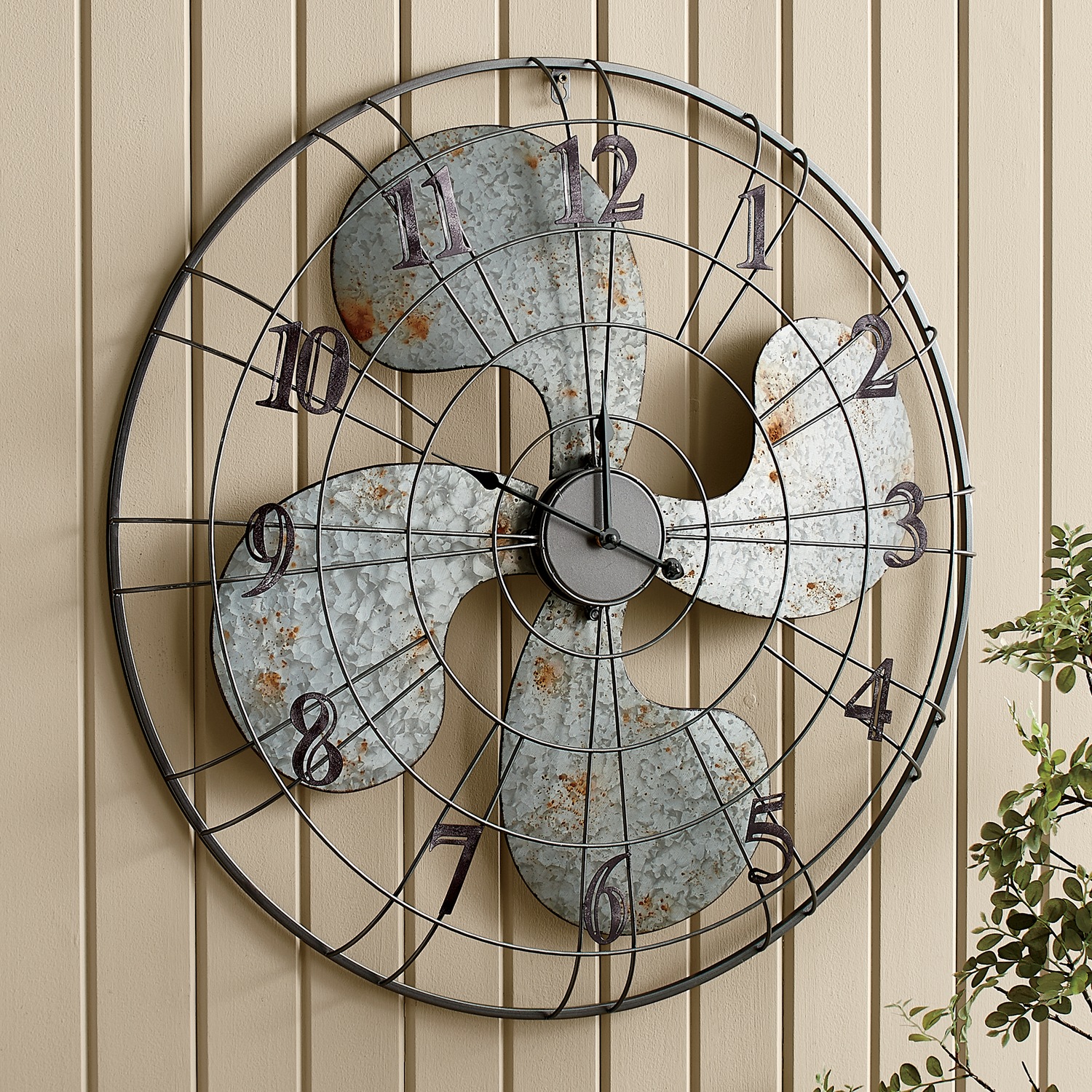 Galvanized Metal Fan Clock Seventh Avenue