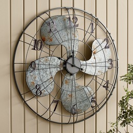 Galvanized Metal Fan Clock, , large