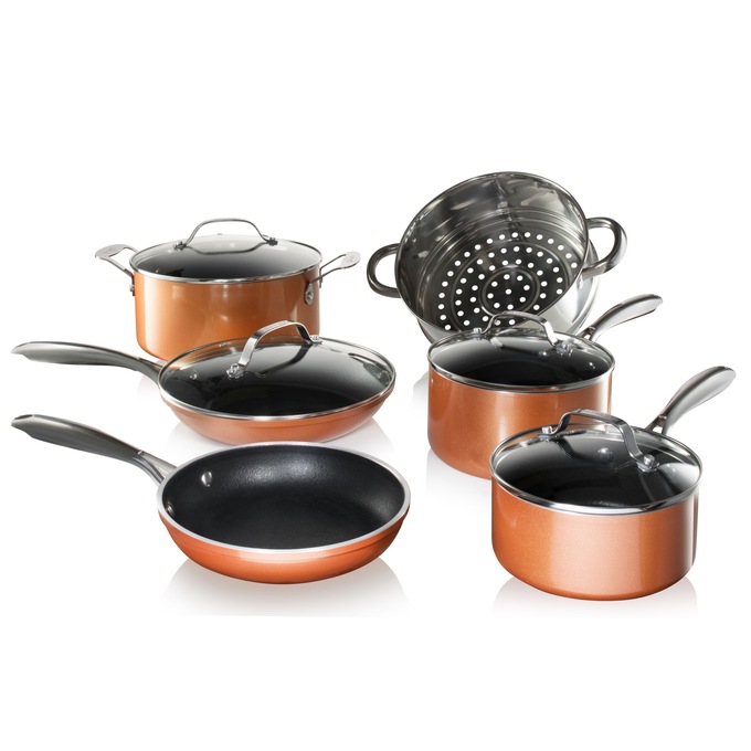 Gotham Steel 10-Piece Cast Textured Cookware Set, , large
