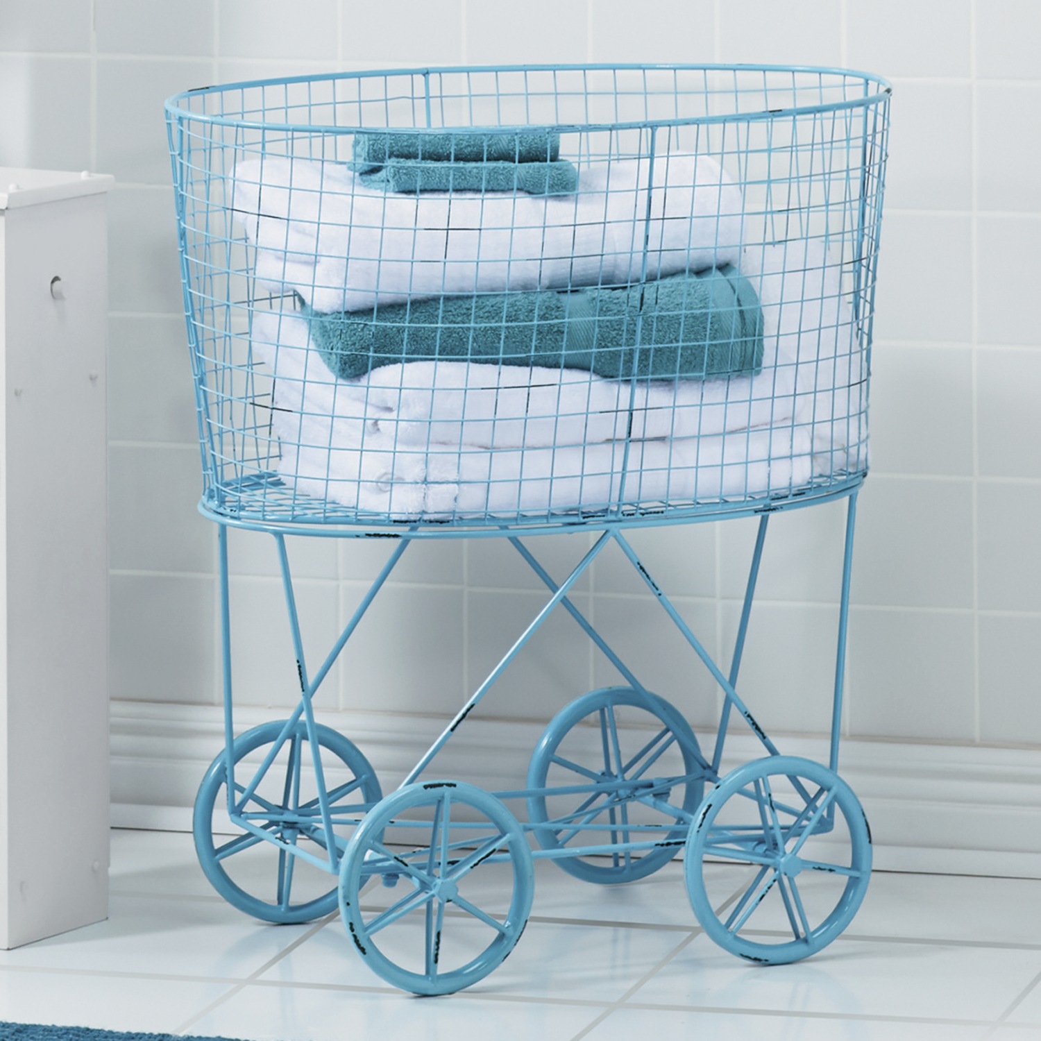 Vintage Rolling Laundry Cart Seventh Avenue