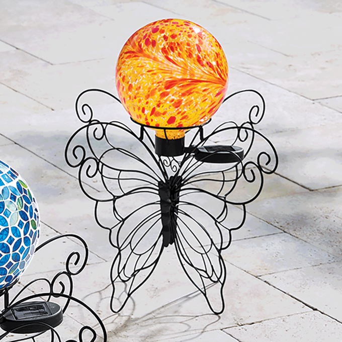 Solar Gazing Ball, Yellow Orange, large