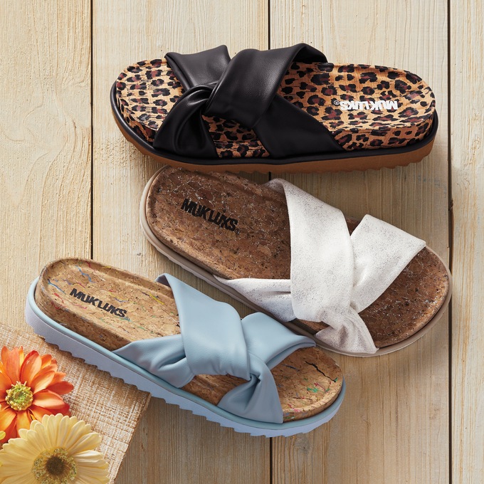 Muk Luks Jasmine Knotted Faux Leather Slide with Memory Foam, , large