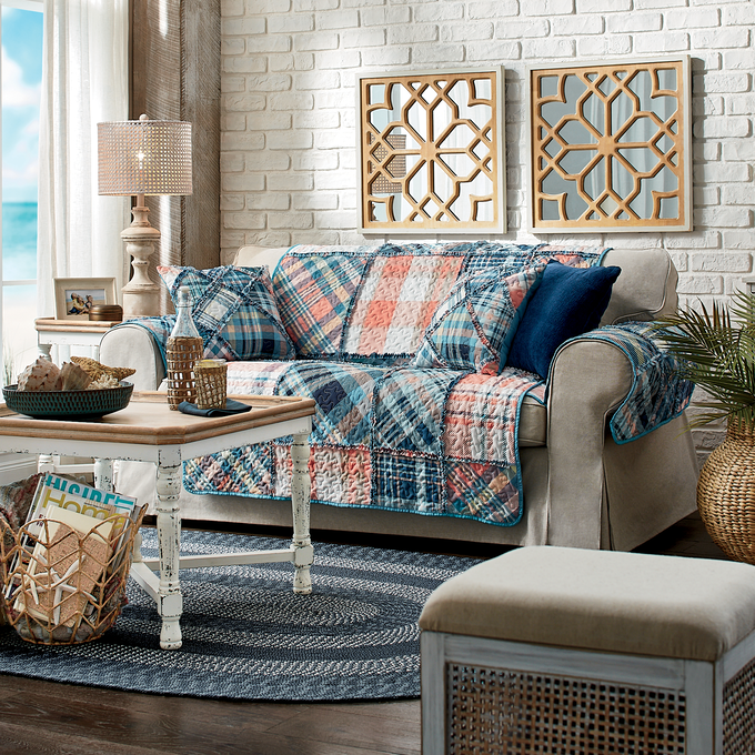 Ruffled-Edge Patchwork Decorative Pillow, , large