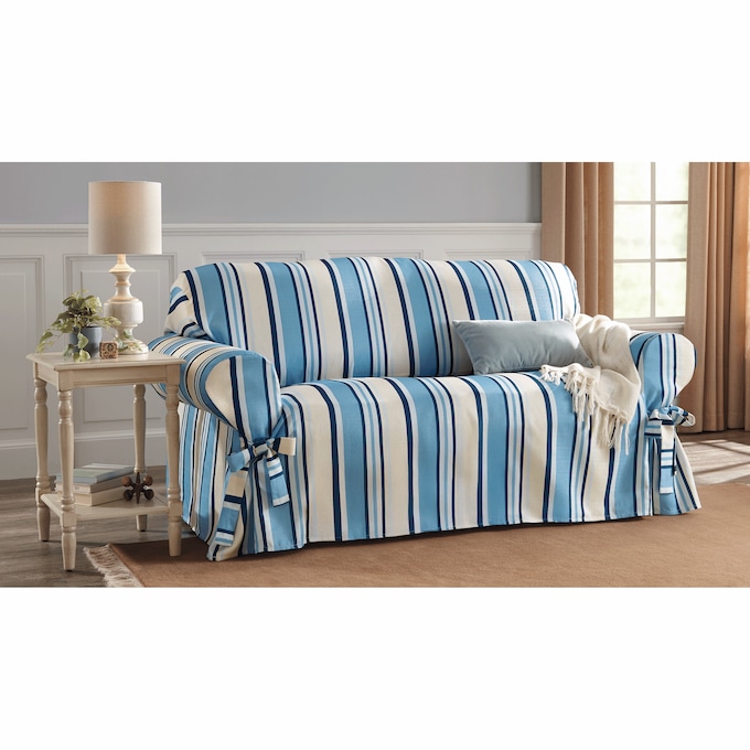 Classic Stripe Slipcover, Blue Multi, large