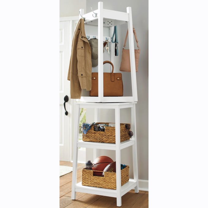 Swivel Coat Rack, White, large