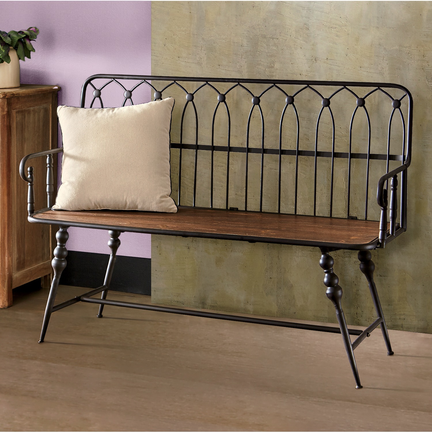 Farmhouse Metal Bench | Seventh Avenue