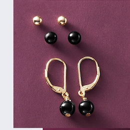 Gemstone Bead 3-Pair Earring Set, , large