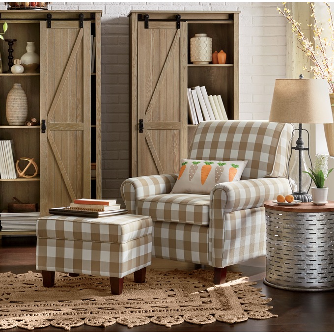 Buffalo Check Armchair and Ottoman, , large