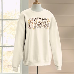 Fall for Jesus He Never Leaves Graphic Sweatshirt for Autumn, , large