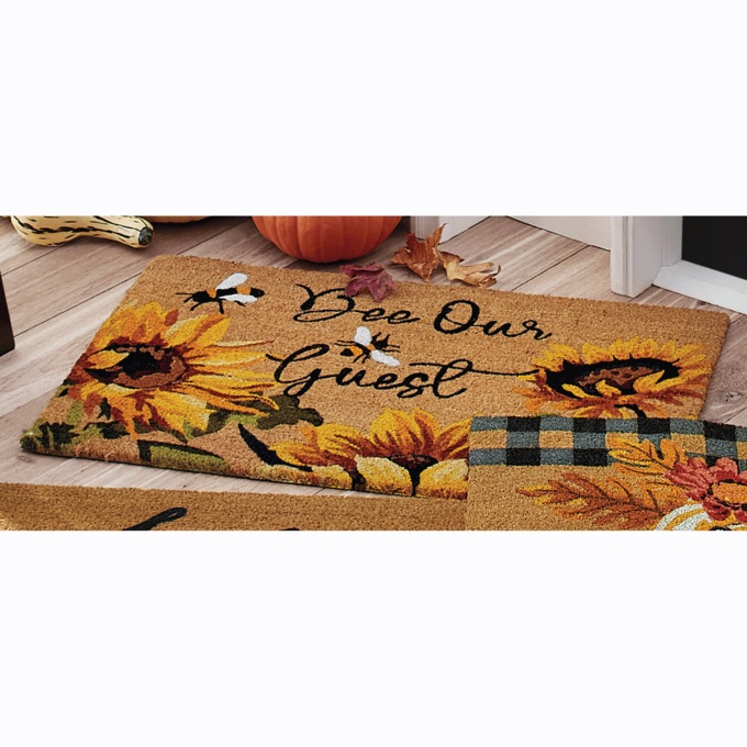 Bee Our Guest Indoor/Outdoor Coir Mat - 20" x 30", , large
