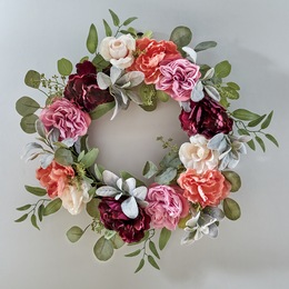 Romantic Pink Peony and Rose Wreath, , large