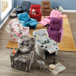 Kids Recliner with Cup Holder and Child-Size Recliner, , large