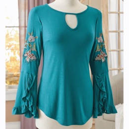 Jeni Embroidered Knit Top, , large