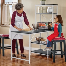 Multifunction Shelving Rack with Folding Table, , large