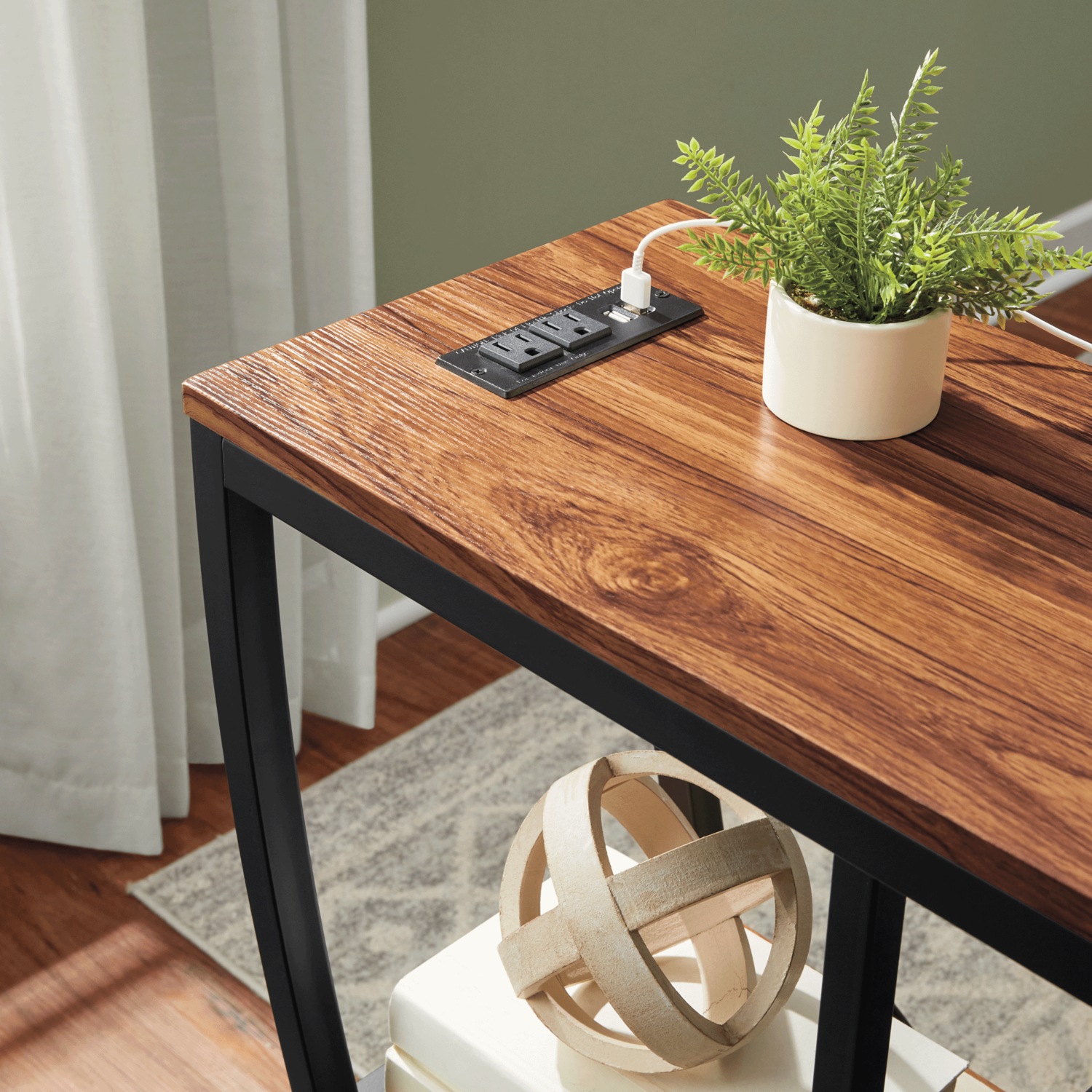 Curved-Iron Powered Console Table | Seventh Avenue