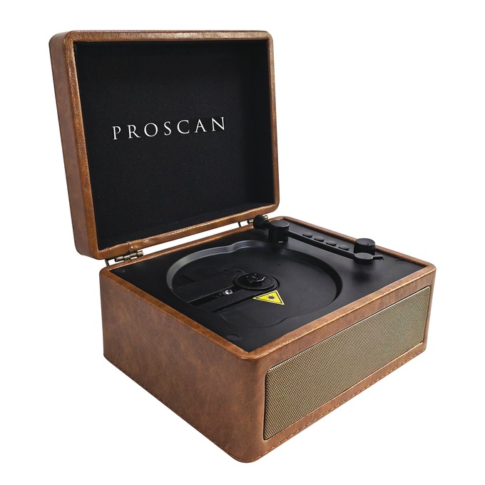 Proscan Retro Suitcase-Style CD Player with Bluetooth, Brown, large