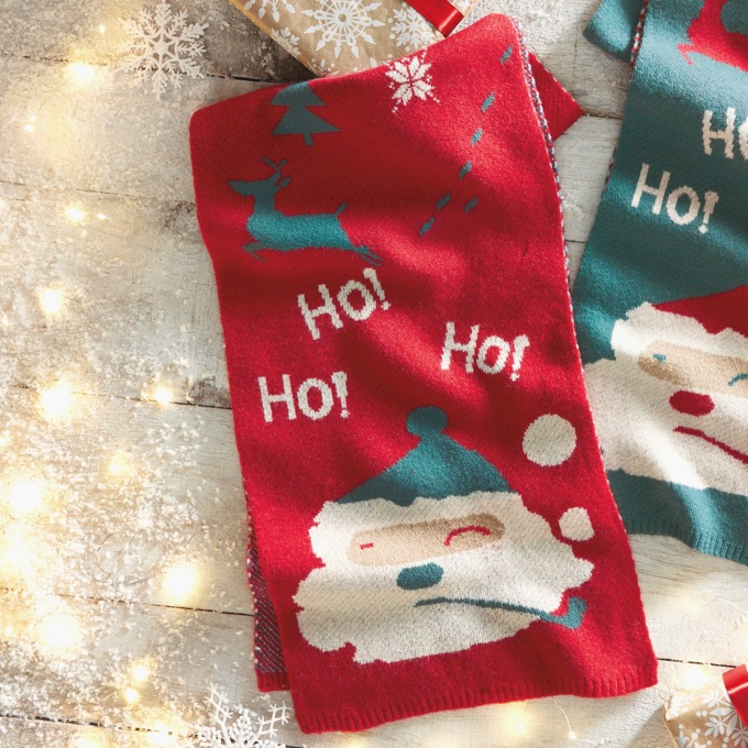 Holiday Knit Scarf for Women, Red Santa, large