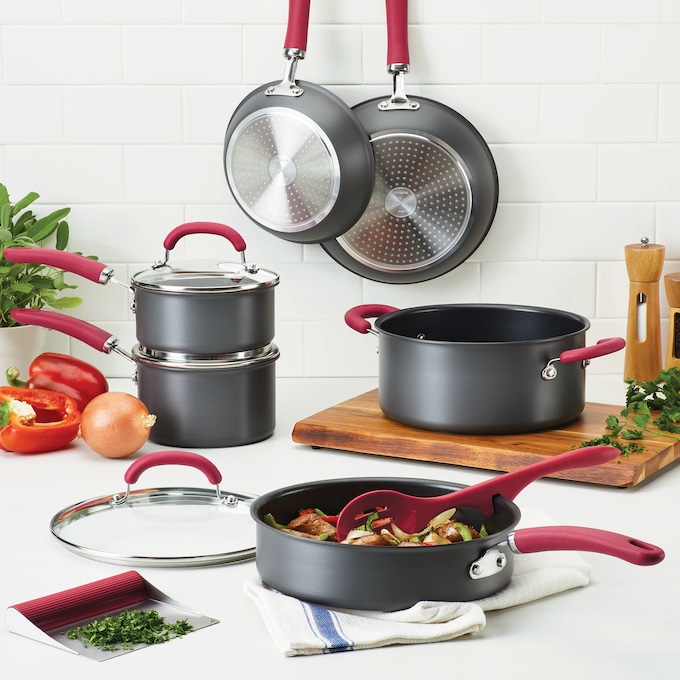 Rachael Ray® 11-Piece Create Delicious Hard-Anodized Cookware Set, Red, large
