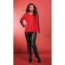 Faux-Leather V-Neck Sweater, , large