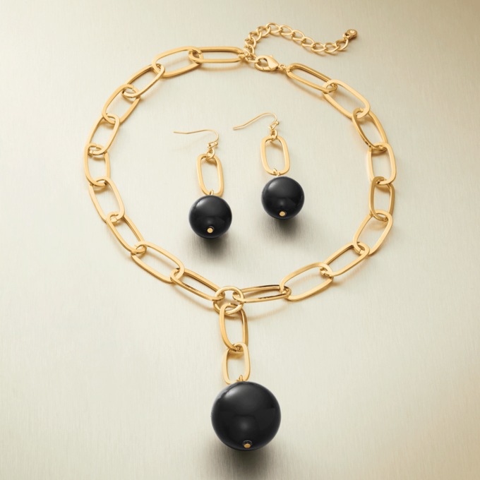 Ball Link Necklace and Earring Set, , large