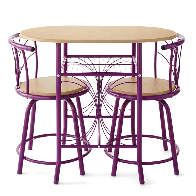 3-Piece Colorful Bistro Dining Set with Swivel Chairs, , large