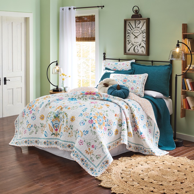 Izzy Floral Oversized Quilt and Sham, , large