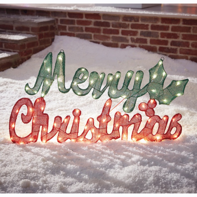 Lit Merry Christmas Lawn Decor, , large