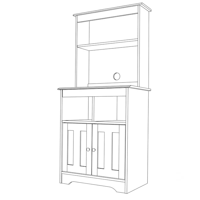 Katie Microwave Stand with Hutch, Black Oak, large