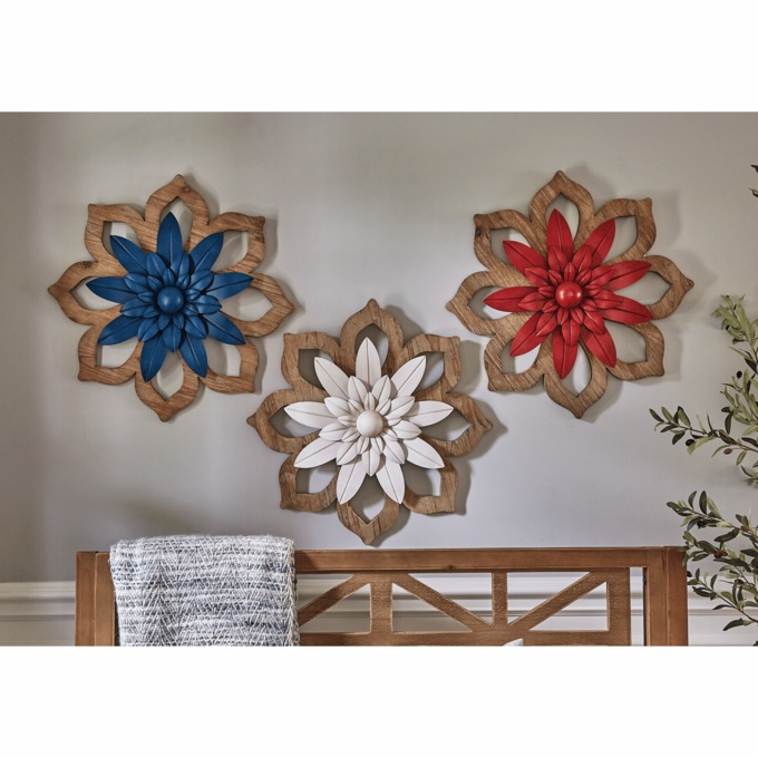 Wood & Metal Flower Art, , large