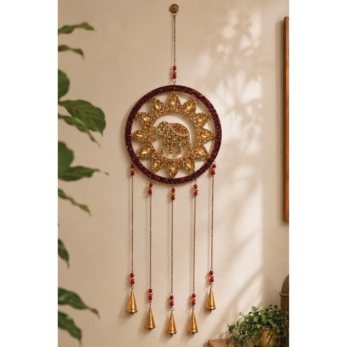 Beaded Elephant Wall Hanging, Multi, large