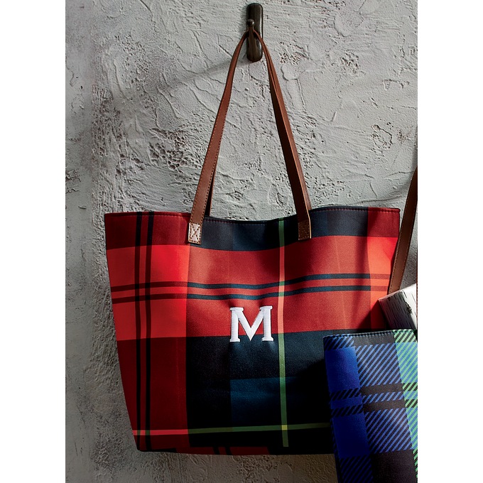 Harvest Plaid Tote, , large