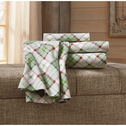 Green Plaid Flannel Sheet Set, , large