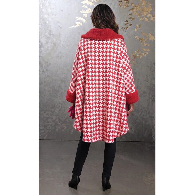 Sherpa-Trimmed Matching Fleece Cape with Gloves | Seventh Avenue