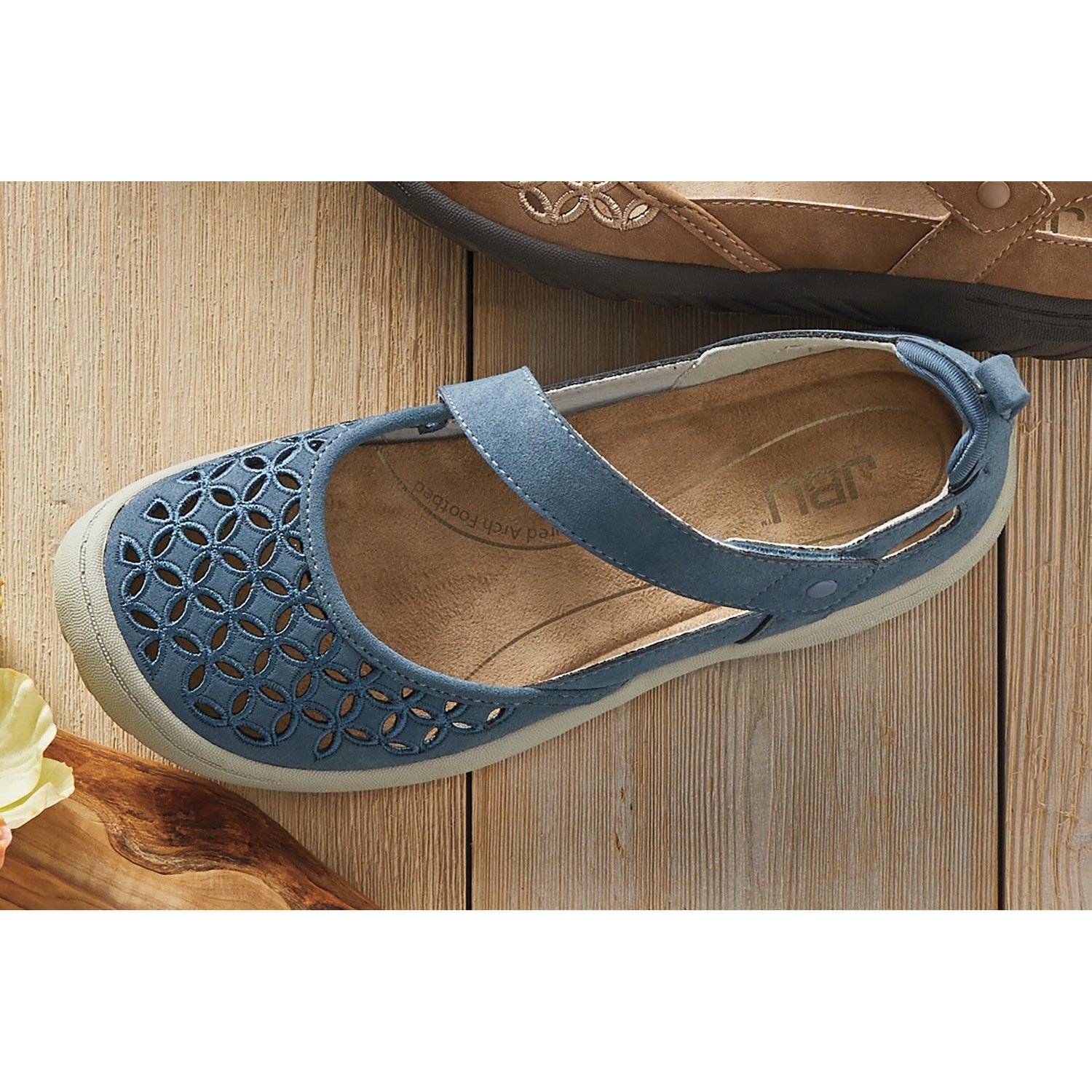JBU Bianca Mary Jane with Cutout Designs and Memory Foam Footbed
