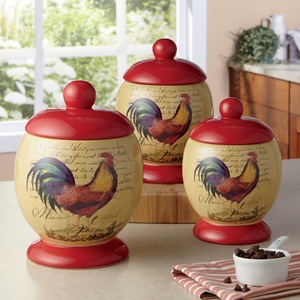 3-Piece Monsieur Rooster Canister Set, , large