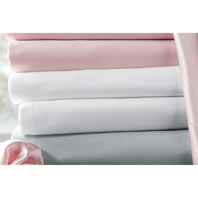 Microfiber Sheet Set with Satin Pillowcases and Hair Tie, White, large