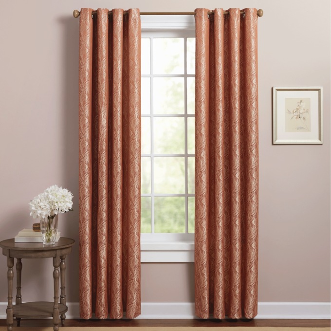 Jacquard Leaves Curtain, , large