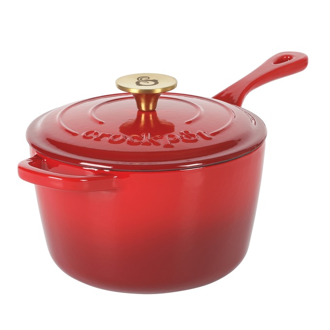 Crock Pot Artisan 3-qt. Enameled Cast Iron Saucepan with Lid, , large