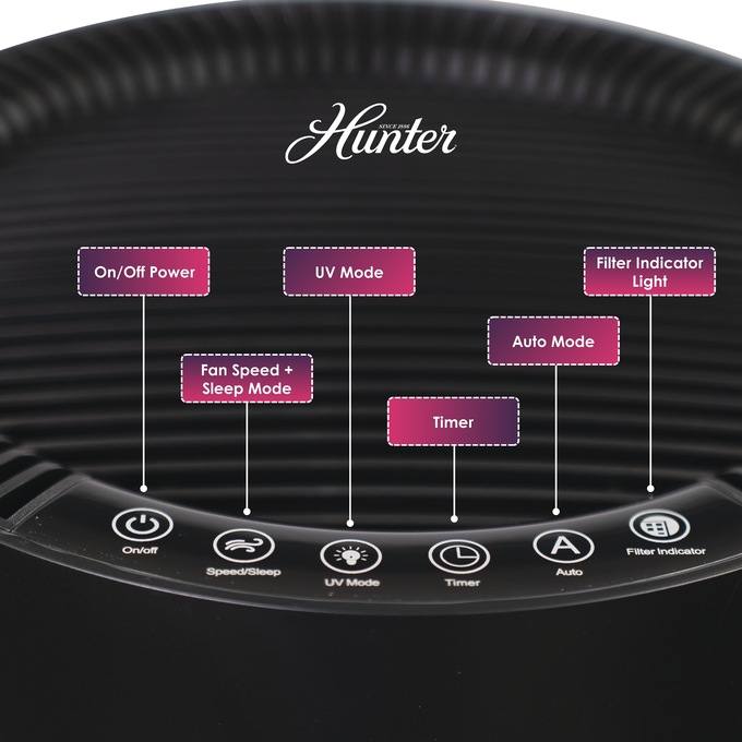 Hunter 2-in-1 Purifier Humidifier, Black, large