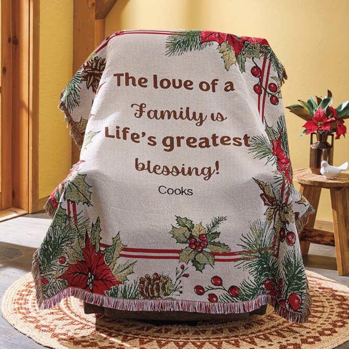 Personalized Seasonal Tapestry Throw, , large