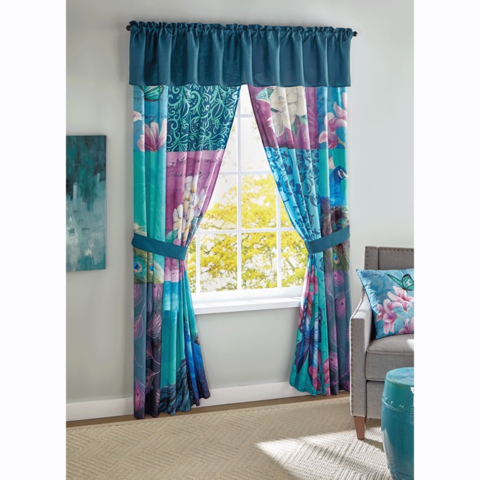 Patchwork Peacock Valance, , large