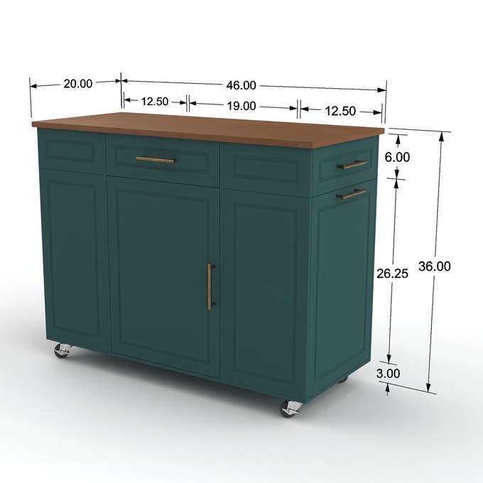 Pantry Kitchen Island, Evergreen, large