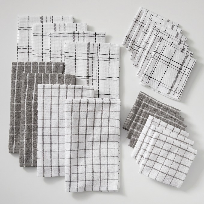 Color Connection 20-Piece Kitchen Towel Set in Absorbent Cotton, , large