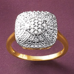 Diamond Vintage-Style Cluster/Square Ring, , large