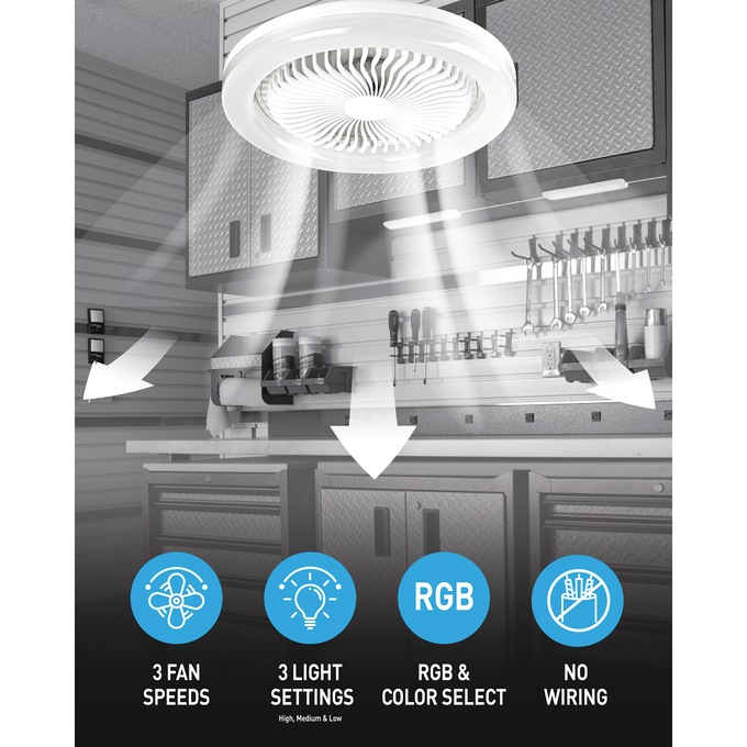 Bell+Howell 2100-Lumen Socket Air Fan Light, White, large