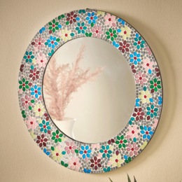 Round Mosaic Medallion Mirror, , large